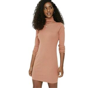 Target Wild Fable Ribbed Turtleneck Bodycon Dress in Mauve - Size Large
